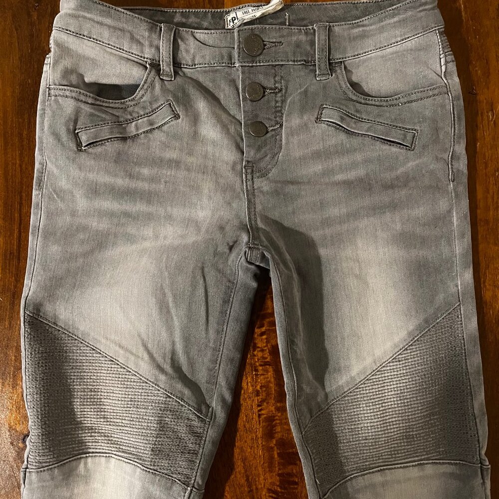 FREE PEOPLE Size 25 Seamed Moto Gray Jeans